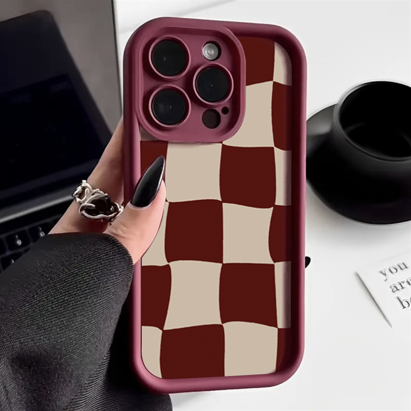 Wine & Beer Shop - Wine Red Deform Grid Pattern Phone