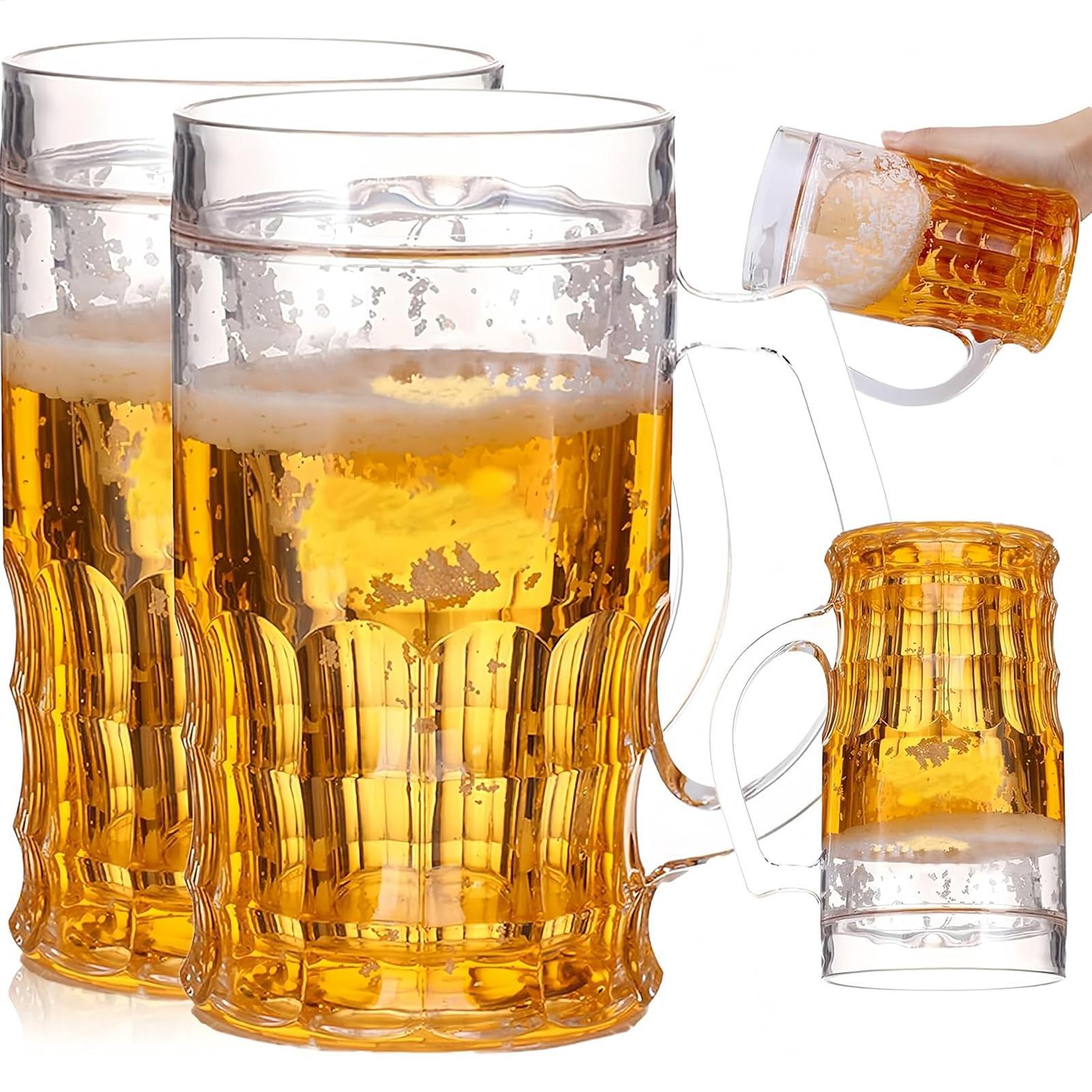Beer Mug Handled - 450ML Double Layer Simulated Beer Mug