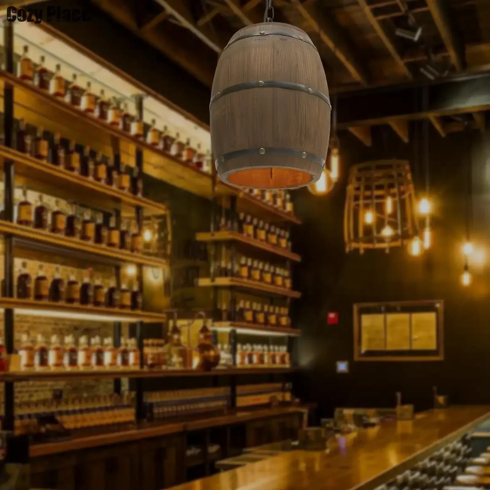 Wine & Beer Guayaquil - Rustic Lamp Vintage Chandelier Wooden Pendant