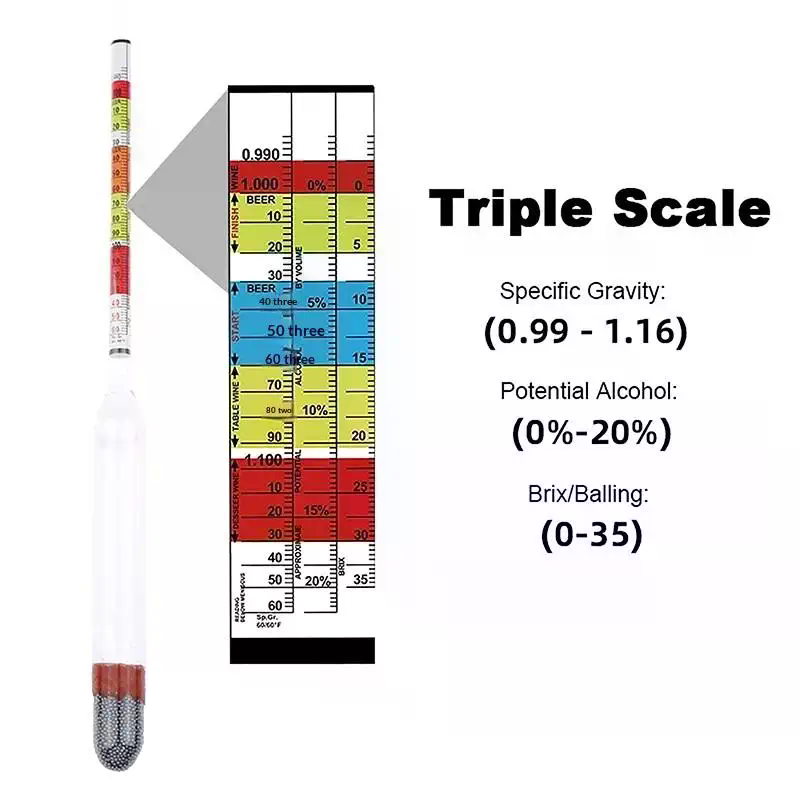 Wine Beer And Cider - 1Pcs 3 Scale Hydrometer For Wine