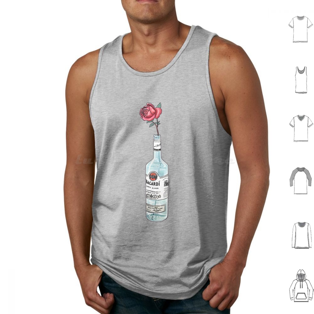 Beer Wine Gin - Rum Bacardi Flower Artwork Tank Tops