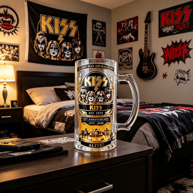 55th Anniversary KISS Rock Ban - огляд і ціна Beer Mug Handled