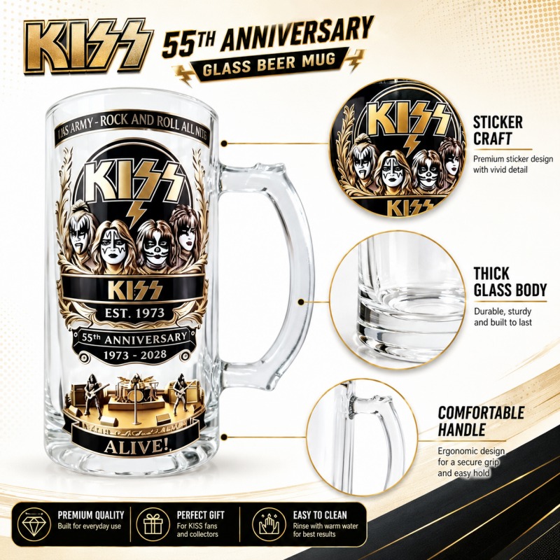 55th Anniversary KISS Rock Ban - огляд і ціна Beer Mug Handled