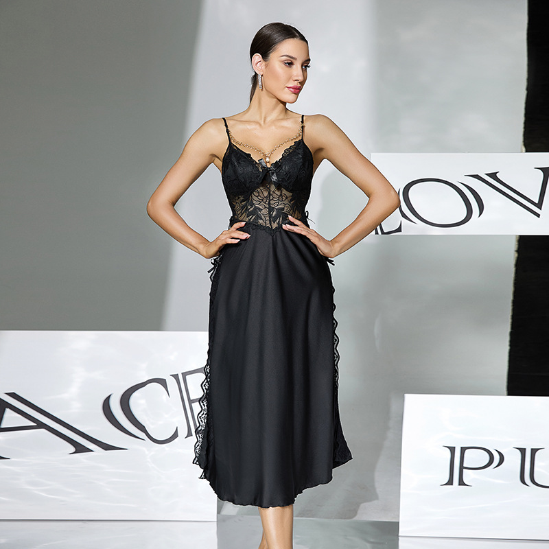 Women Black Lace Satin Midi Ni - огляд і ціна Wine & Beer Guayaquil