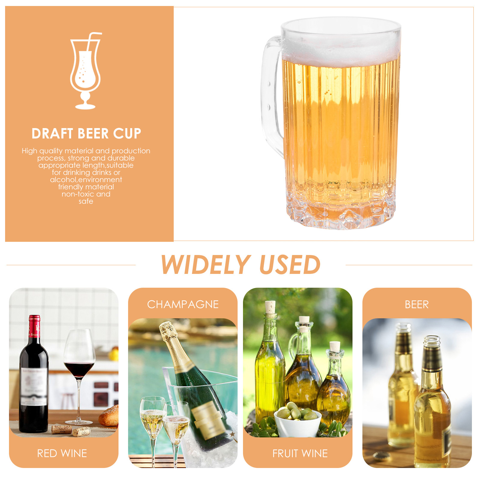 2Pcs 500Ml High-Quality Plasti - огляд і ціна Beer Mug Handled